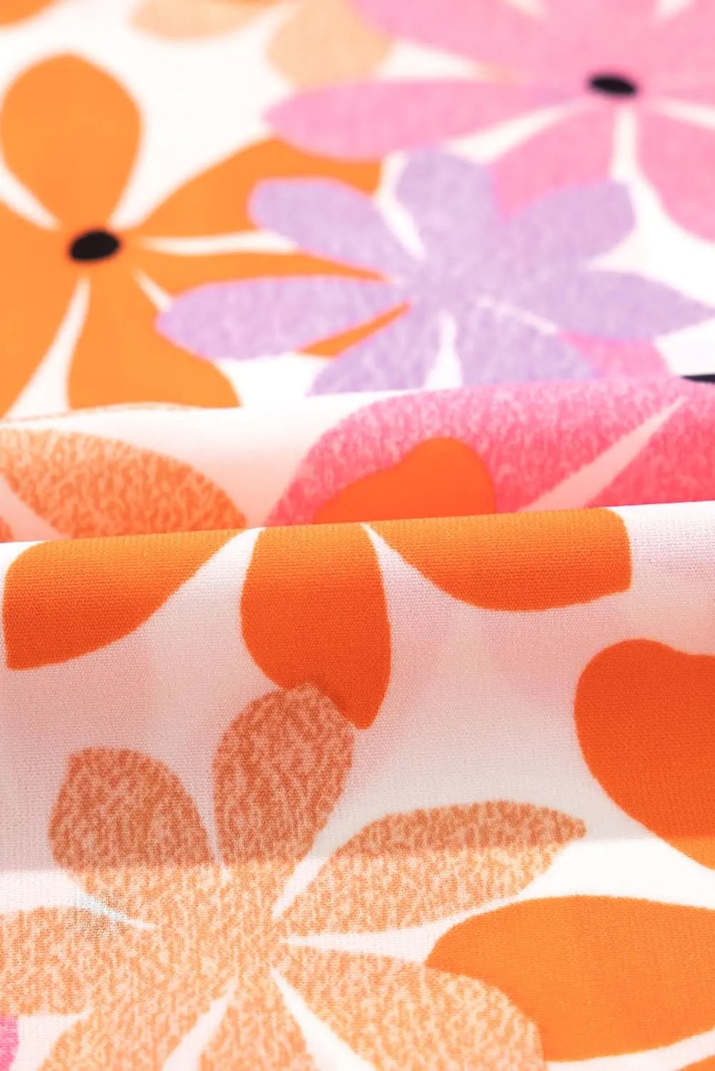 Orange Ruffled Sleeve Smocked Floral Top - Love Salve